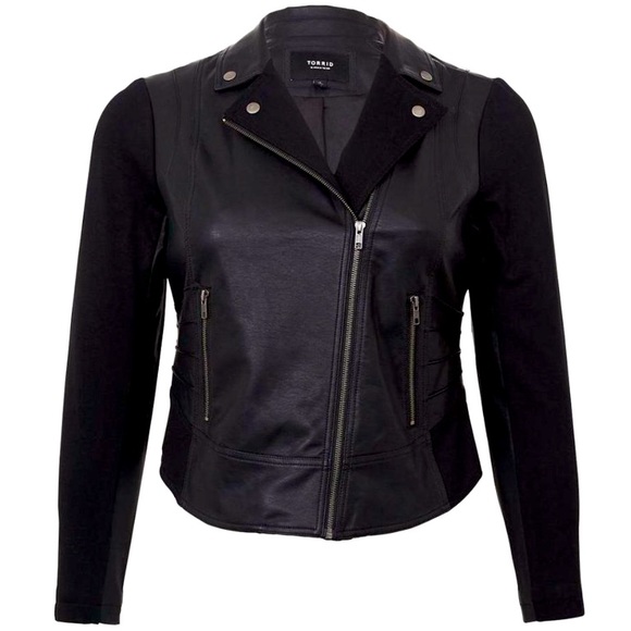 torrid Jackets & Blazers - 🖤 Torrid Black Faux Leather/Ponte Moto Jacket 🖤